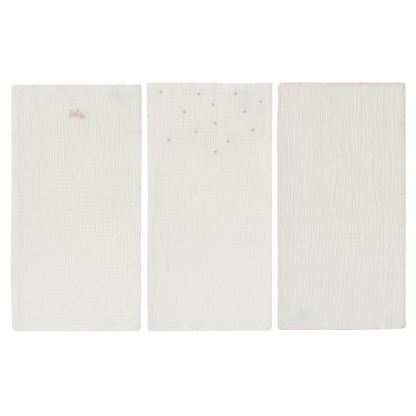 Kipp Baby White Pink Bebe Burp Cloth Set