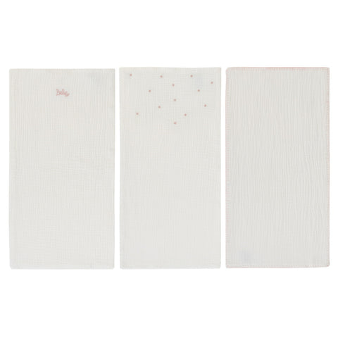 Kipp Baby White Pink Bebe Burp Cloth Set