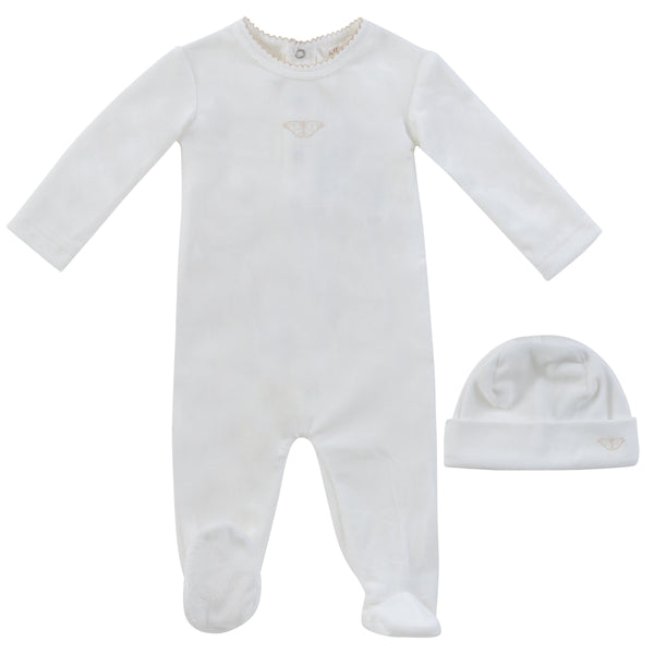 Kipp Baby White Stone Flutter Footie + Hat Set