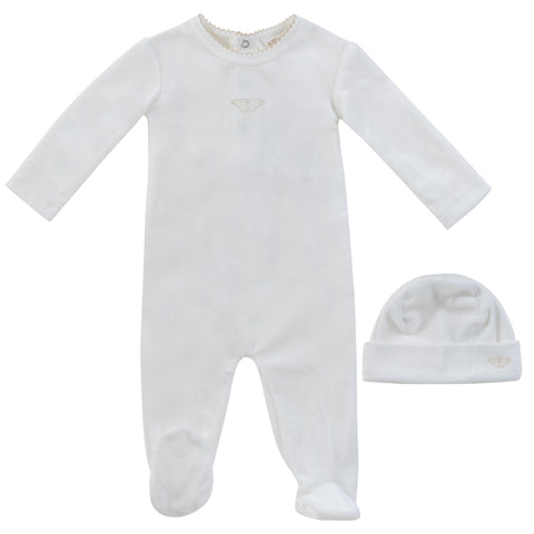 Kipp Baby White Stone Flutter Footie + Hat Set