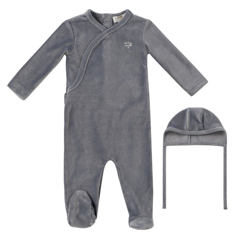 Kipp Baby Blue Tiny Miracle Footie + Bonnet Set