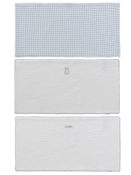 Kipp Baby Blue Teddy Au Pane Burp Cloth Set of 3