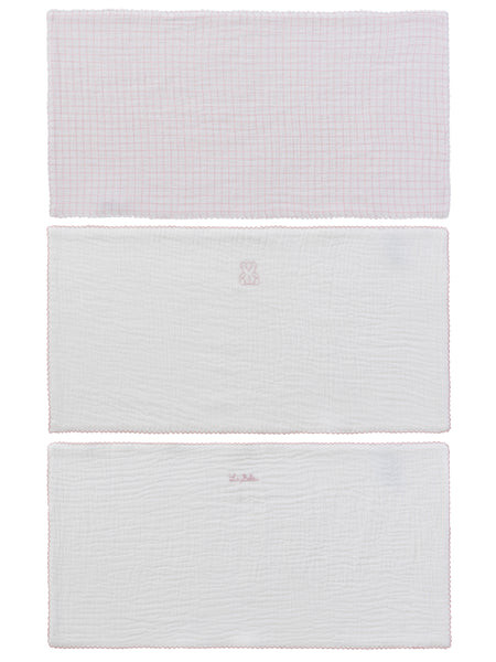 Kipp Baby Pink Teddy Au Pane Burp Cloth Set of 3