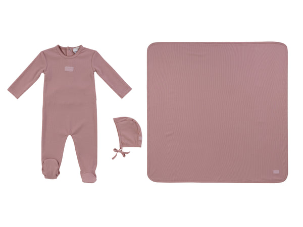 Kipp Baby Pink Enfant Rib Footie 3 PC Set