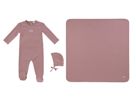 Kipp Baby Pink Enfant Rib Footie 3 PC Set