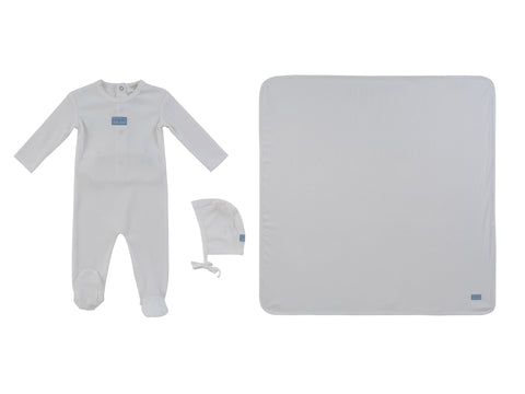 Kipp Baby White Blue Enfant Rib Footie 3 PC Set