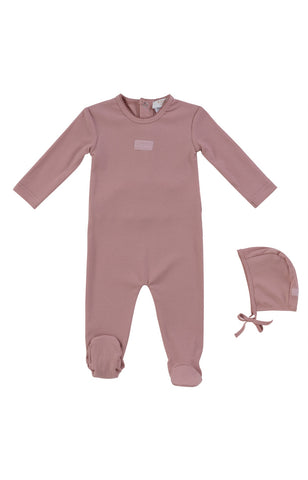 Kipp Baby Pink Enfant Rib Footie + Bonnet