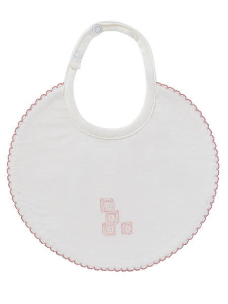 Kipp Baby White Pink Baby Blocks Bib