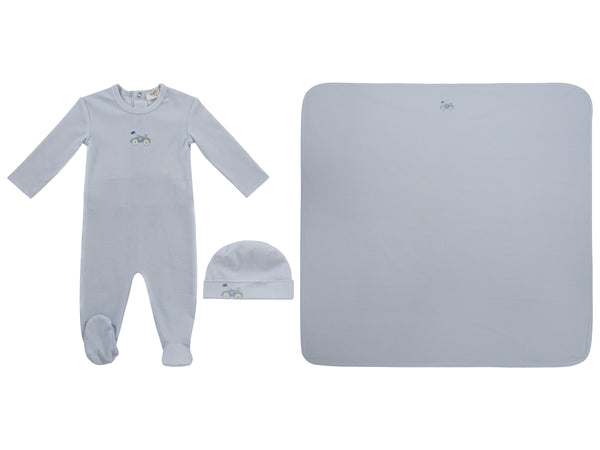 Kipp Baby Blue Carrera Pinstripe Footie 3 PC Set
