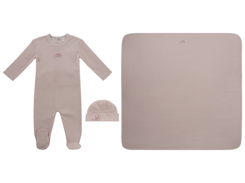 Kipp Baby Pink Carrera Pinstripe Footie 3 PC Set