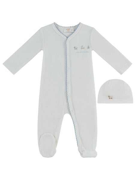 Kipp Baby Blue Petits Amis Terry Footie + Hat