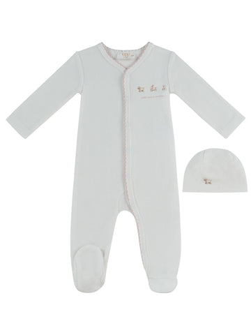 Kipp Baby Pink Petits Amis Terry Footie + Hat