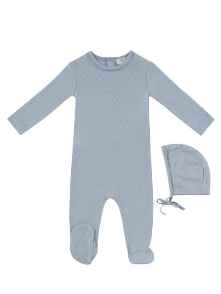Kipp Baby Blue Mon Bebe Footie + Bonnet