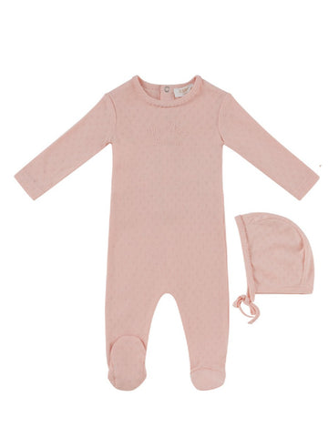 Kipp Baby Pink Mon Bebe Footie + Bonnet
