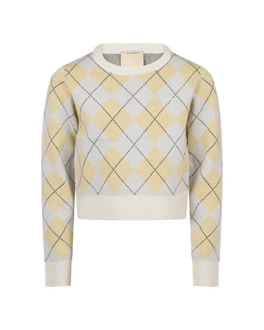 Trussardi Bone/Yellow Argyle Sweater