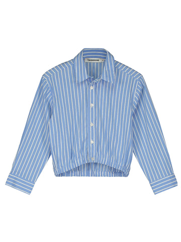 Tangerine Blue Striped Cropped Shirt