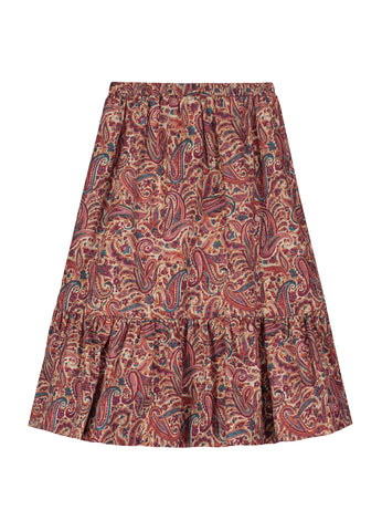 Tangerine Paisley Gathered Skirt