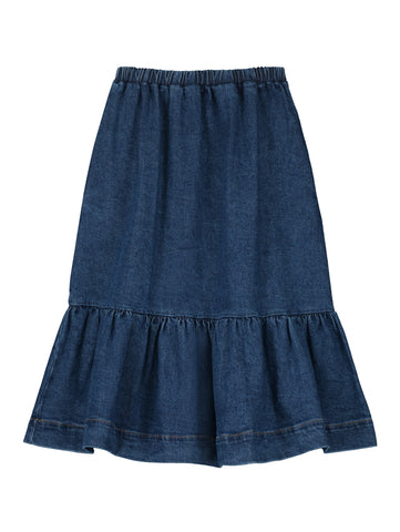 Tangerine Denim Gathered Skirt