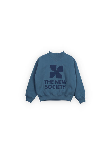 The New Society Void Blue Rib Collar Logo Sweatshirt