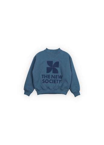 The New Society Void Blue Rib Collar Logo Sweatshirt