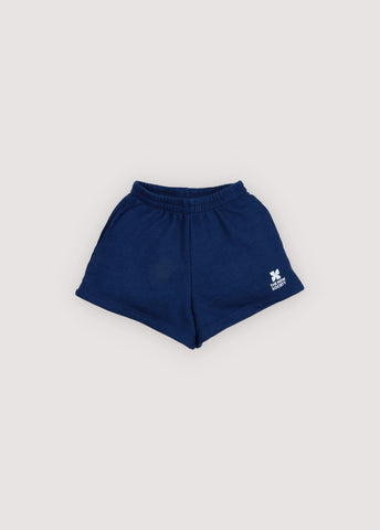 The New Society Indigo Denim TNS Logo Shorts