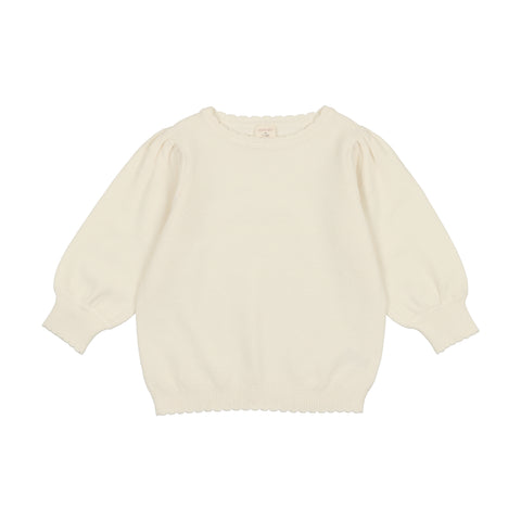 Lil Legs Cream Knit Three Quarter Sleeve Sweater