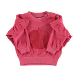 Piupiuchick Baby Strawberry Pink with Red Apple Terry Sweatshirt