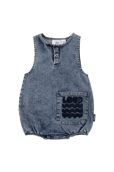 Loud Apparel Tuffo Mid Blue Stone Wash Romper