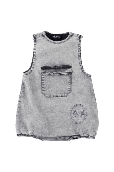 Loud Apparel Baby Light Grey Washed Spirit Romper