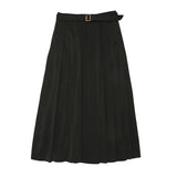 Coco Blanc Black Satin Long Pleated Skirt