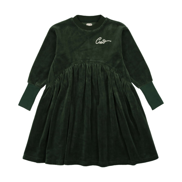 Lil Legs Analogie Green Velour Dress