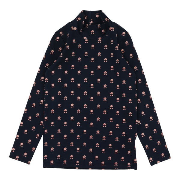 Lil Legs Analogie Navy Vintage Floral Mockneck