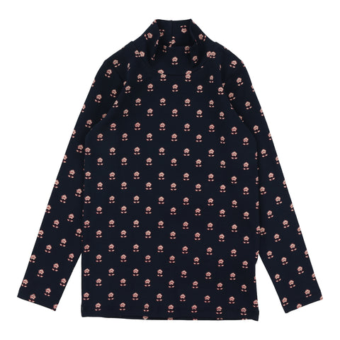Lil Legs Analogie Navy Vintage Floral Mockneck