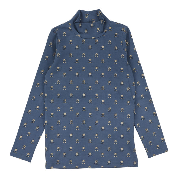 Lil Legs Analogie Off Blue Vintage Floral Mockneck