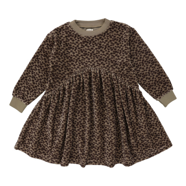 Lil Legs Analogie Taupe Floral Velour Dress