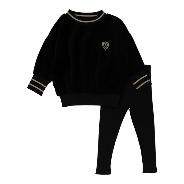 Lil Legs Analogie Black Velour Boys Set