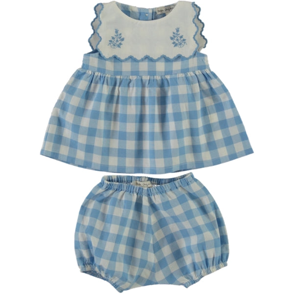 Bebe Organic Viola Sailor Check Baby Dress with Bloomer