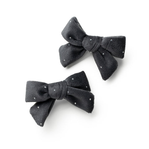 Halo Luxe Charcoal Vivienne Studded Velveteen Double Clip Set