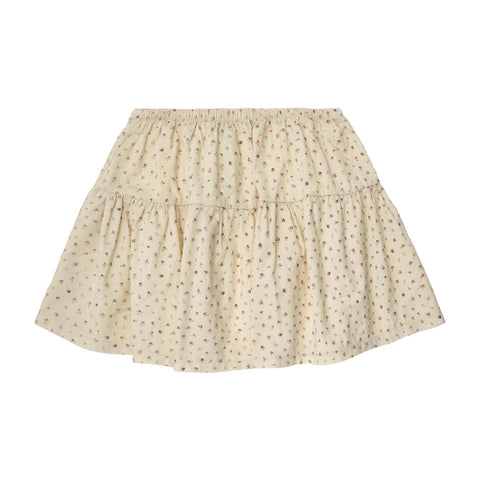 Tocoto Vintage Off White Microcorduroy Mini Flowers Skirt