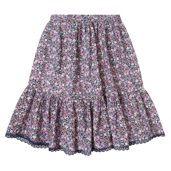 Tocoto Vintage Navy Flowers Print Long Skirt