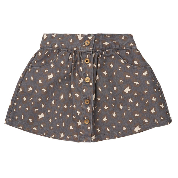 Tocoto Vintage Dark Grey Animal Print Denim Mini Skirt