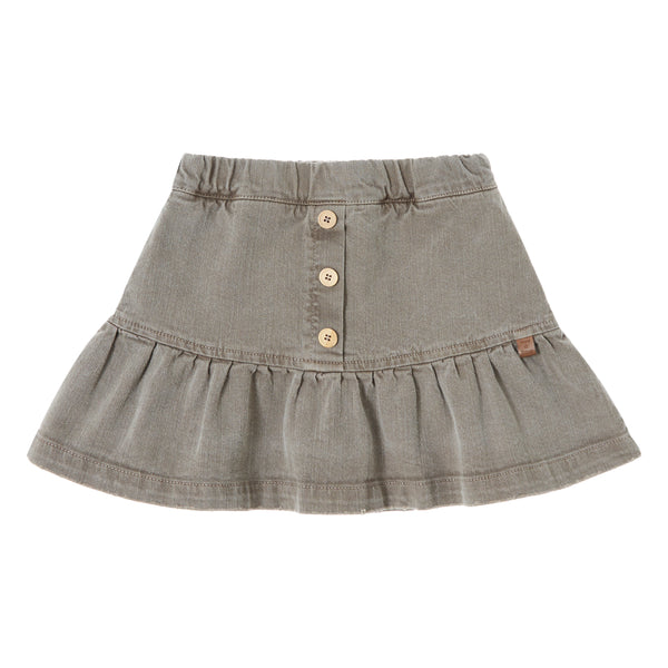 Tocoto Vintage Brown Ruffles Denim Skirt