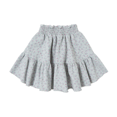 Tocoto Vintage Vigorous Grey Flower Print Plush Mini Skirt