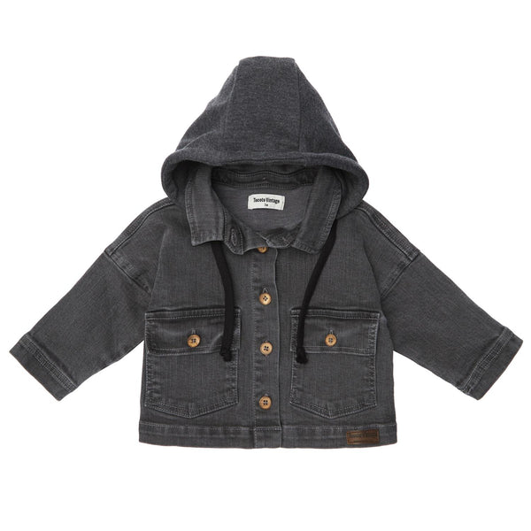 Tocoto Vintage Baby Black Denim Hooded Jacket