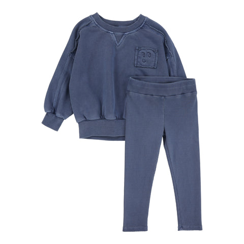 Lil Legs Analogie Blue Wash Boys Sweatshirt Set