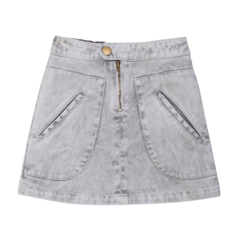 Wynken Ice Grey Denim Riga Skirt