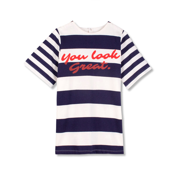 Wynken Navy Deck Horizontal Stripe Onda Dress