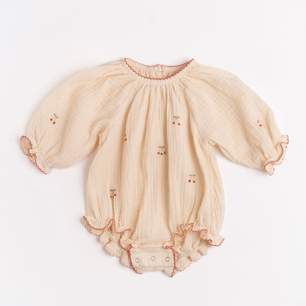 Wild Wawa Embroidered Cherries Gauze Romper