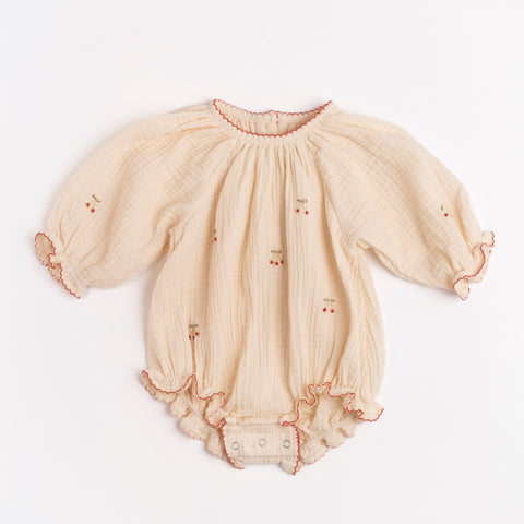 Wild Wawa Embroidered Cherries Gauze Romper