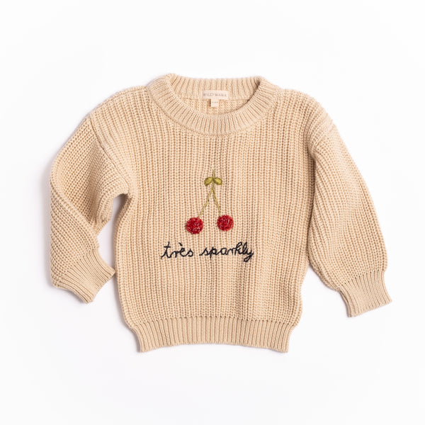 Wild Wawa Ecru Tres Sparkly Sweater